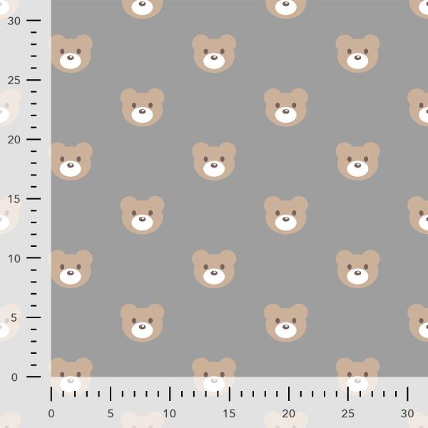 Fleece (Polar/Antipilling) in Grau mit Bear, Stoff in ganzer Breite